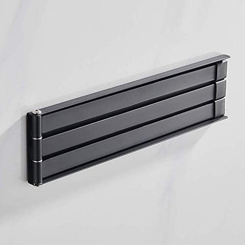 Black Folding Towel Rail with Rotating Iron Bars No Drilling Bathroom Towel Holder