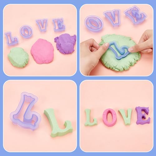 Fancy Alphabet Letter Cookie Cutters Blue Plastic Baking Tools for DIY