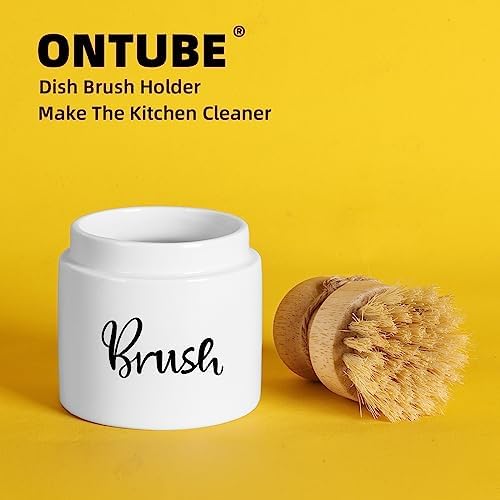 Ceramic Dish Brush Holder Farmhouse Kitchen Scraping Stand White