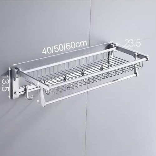 Aluminum Nordic Towel Rack with Mesh Basket Wall-Mounted