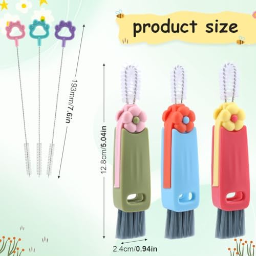 Quixleen 6 Pcs 3 in 1 Cup Lid Cleaning Brush Set