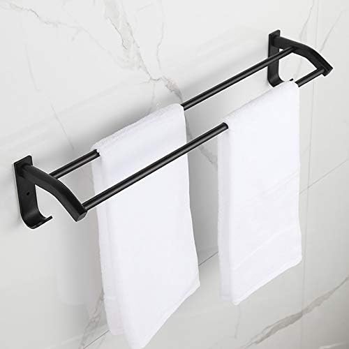 LUCEAE Double Towel Rack with Aluminum Matte Black Finish 49Cm