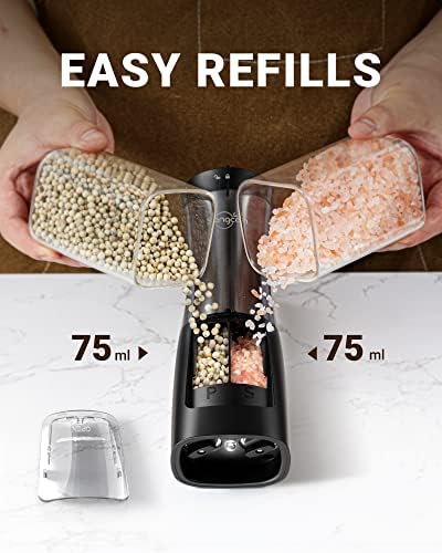SANGCON 2-in-1 Electric Salt Pepper Mill Set with Dual Spices amasnonSM