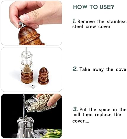 ZAEGO Refillable Pepper Mill Salt Pepper grinder set with Coarse Fine Adjustment