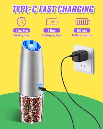 Rongyuxuan Rechargeable Electric Salt and Pepper Grinder Set