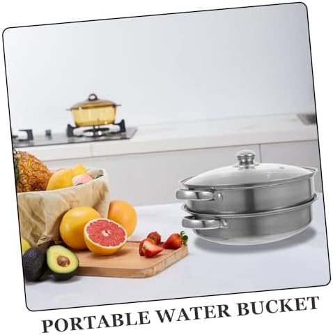 Stainless Steel Steamer Pot Double-Lidded for Cooking Steaming and Serving