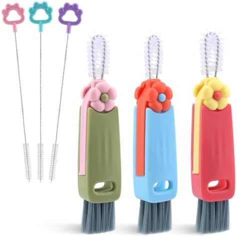 Quixleen 6 Pcs 3 in 1 Cup Lid Cleaning Brush Set