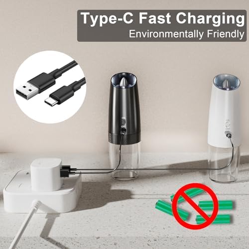 Fast-Charging Electric Salt Pepper Grinder Set