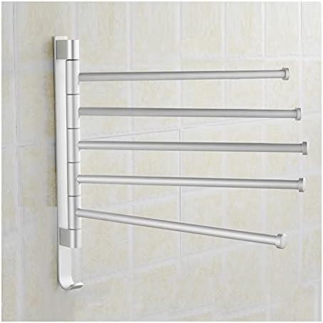 LUCEAE 5 Layer Towel Rack Black with Hooks Wall Mounted