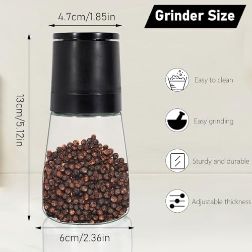 Refillable Salt Pepper Grinder Set for 4 White Black