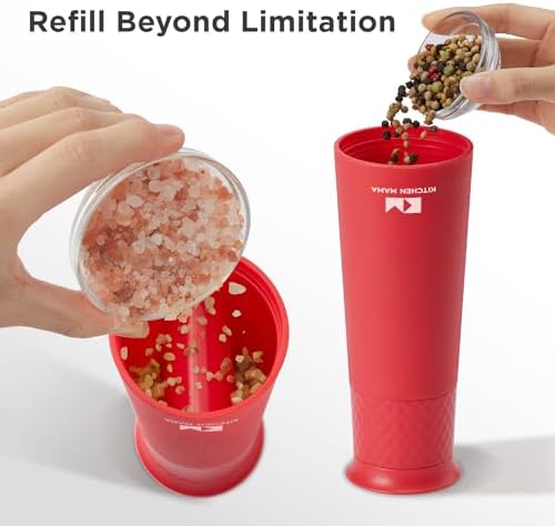 Kitchen Mama FlipTastic Rechargeable Salt and Pepper Grinder Red