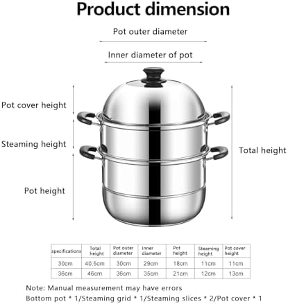 AIZYR 3-Tier Stainless Steel Steamer Pot Boil Cook and Simmer