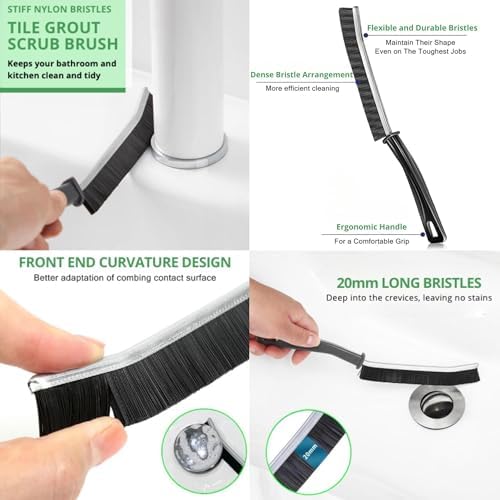 3Pcs Crevice Cleaning Brush Set Long Handle for Hard to Reach Areas