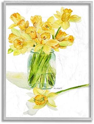 Stupell Industries Yellow Daffodil Bouquet Canning Jar Wall Art 16x20