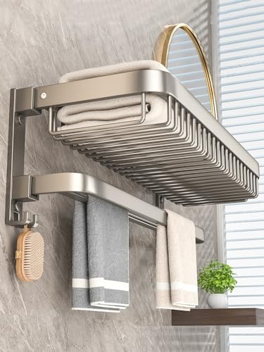 Wall-Mounted Aluminum Towel Holder 50cm Style for Bathroom Organization