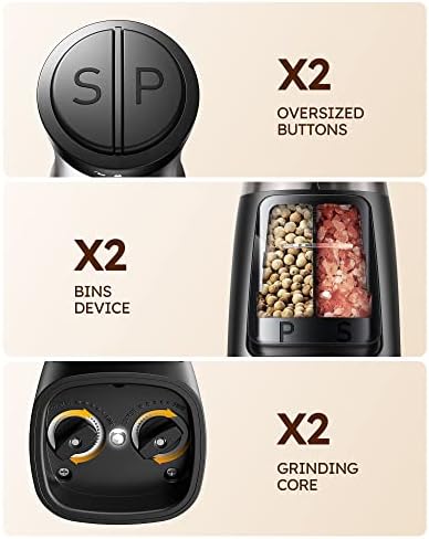 SANGCON 2-in-1 Electric Salt Pepper Mill Set with Dual Spices amasnonSM