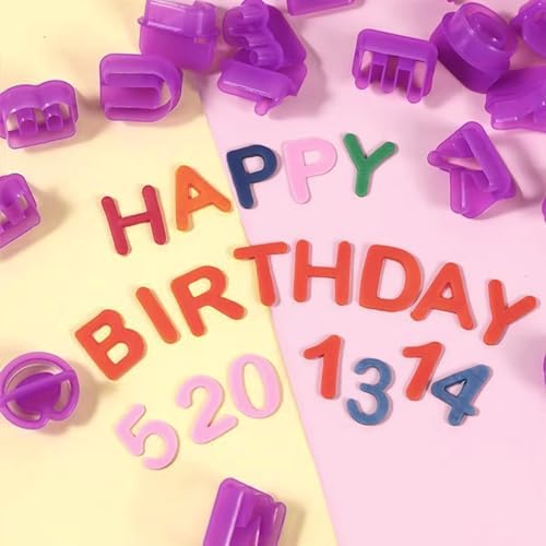 Juxiamal Alphabet Cookie Cutters Set Purple Plastic 40PCS Letters Numbers