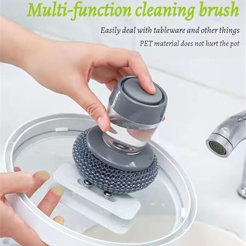 Kitchen Soap Dispensing Palm Brush with 2 Pcs