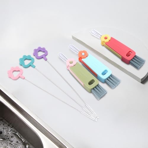 Quixleen 6 Pcs 3 in 1 Cup Lid Cleaning Brush Set