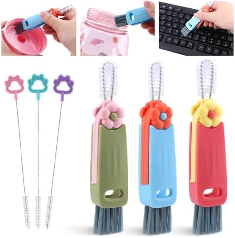 Quixleen 6 Pcs 3 in 1 Cup Lid Cleaning Brush Set