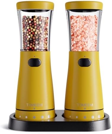 Tomeem Electric Salt and Pepper Grinder Set with Storage Base