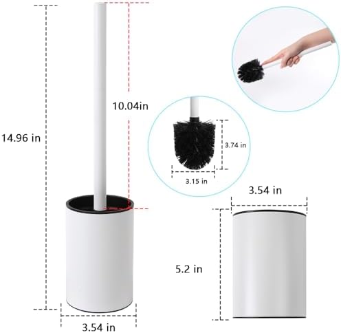 Loyled Compact Toilet Brush Holder Durable RV Bathroom Scrubber White with Hidden Design