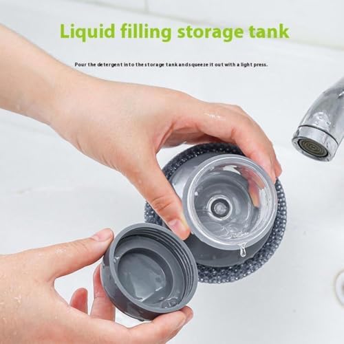 Kitchen Soap Press Dispensing Palm Brush with Dish Soap Dispenser