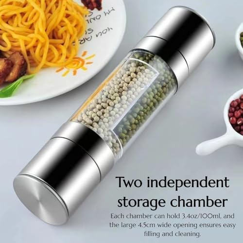 KinteGood 2-in-1 Stainless Steel Salt and Pepper Grinder Set Refillableerase-0