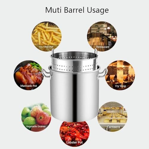 SS Strain Basket Stainless Steel Boil Pot Strainer Silver Durable Kitchen Tool