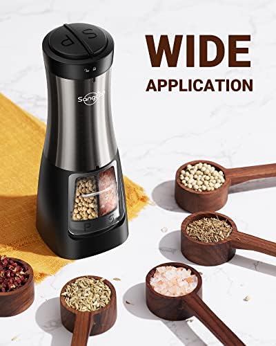 SANGCON 2-in-1 Electric Salt Pepper Mill Set with Dual Spices amasnonSM