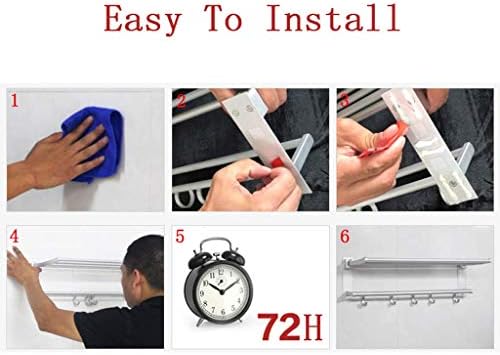Folding Towel Rack No Drilling Aluminum Wall Mounted Holder with Removable Hook