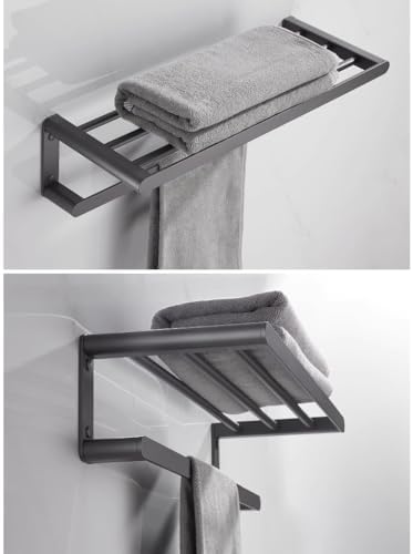Durable Aluminum Towel Shelf Black Bathroom Towel Holder