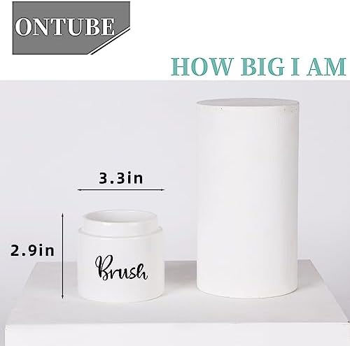 Ceramic Dish Brush Holder Farmhouse Kitchen Scraping Stand White