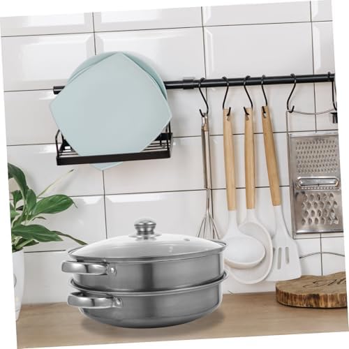 Stainless Steel Steamer Pot Double-Lidded for Cooking Steaming and Serving