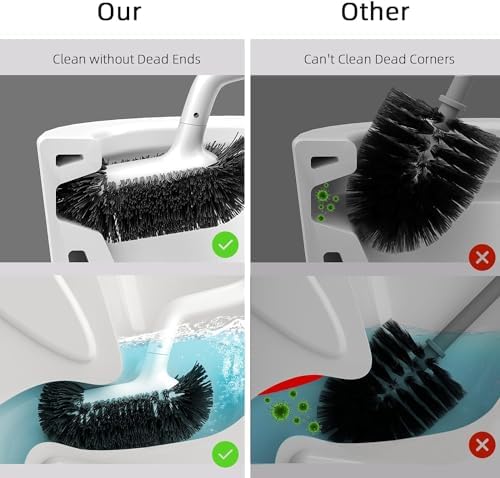Curved Toilet Brush Set for Easy Cleaning Under the Fit Your Space