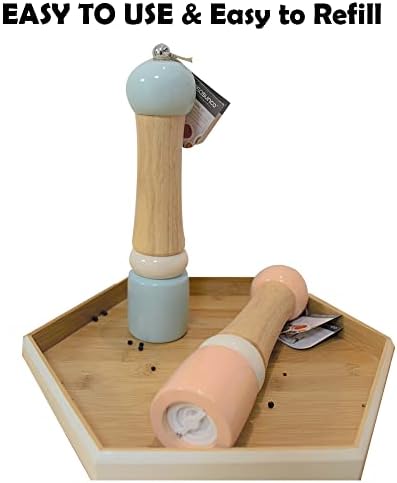 Peach Slice Manual Salt Pepper Grinder Set - 10 Wooden Salt Pepper Mill Set