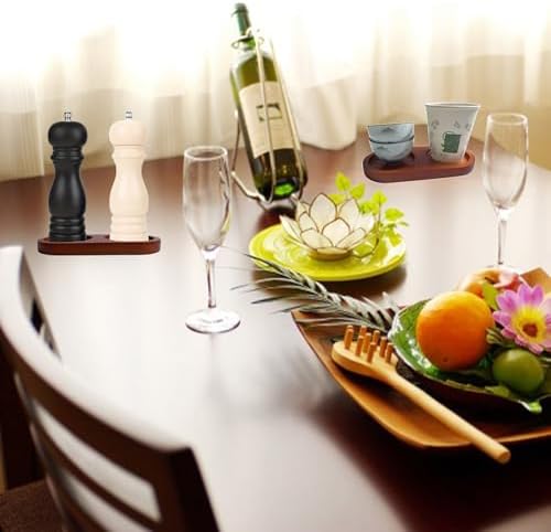 Salt and Pepper Mill Tray Rubberwood Holder for Grinders