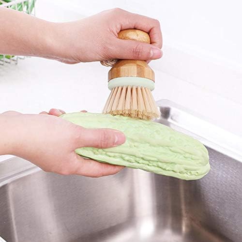 3-Piece Bamboo Round Kitchen Cleaning Set with Palm Handles