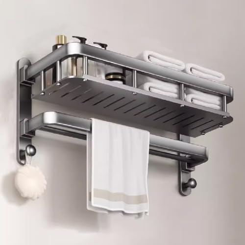 Space-Aluminum Towel Shelf Wall-Mounted 40cm Elegant Bath Towel Holder