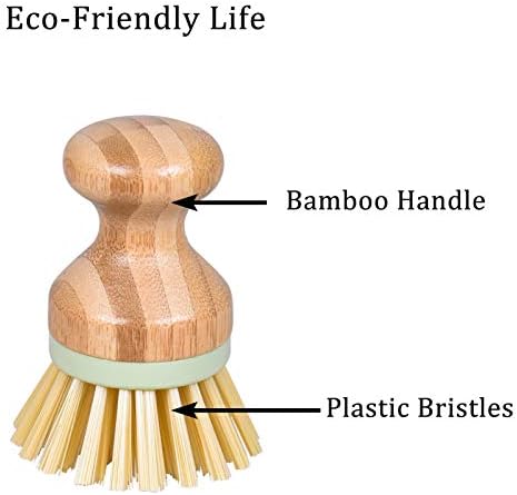 3-Piece Bamboo Round Kitchen Cleaning Set with Palm Handles