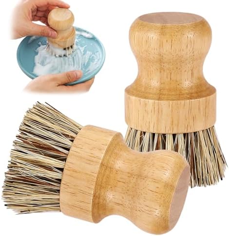 Bamboo Round Palm Pot Scrubbers 2-Pack