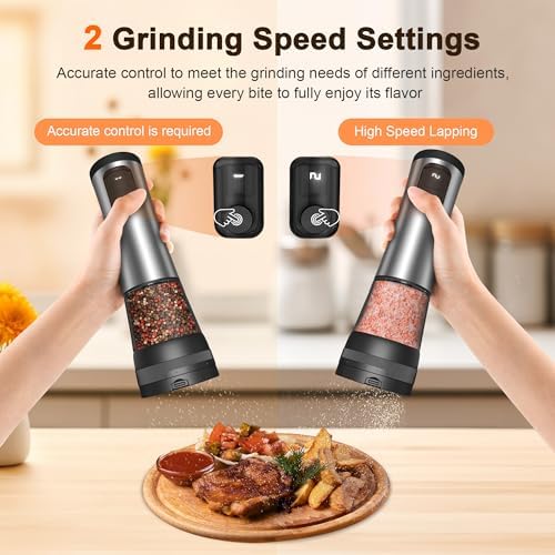 Flelano Electric Salt Pepper Grinder Set with 2-Speed and USB Charging