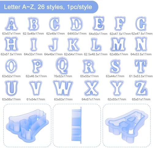 Fancy Alphabet Letter Cookie Cutters Blue Plastic Baking Tools for DIY