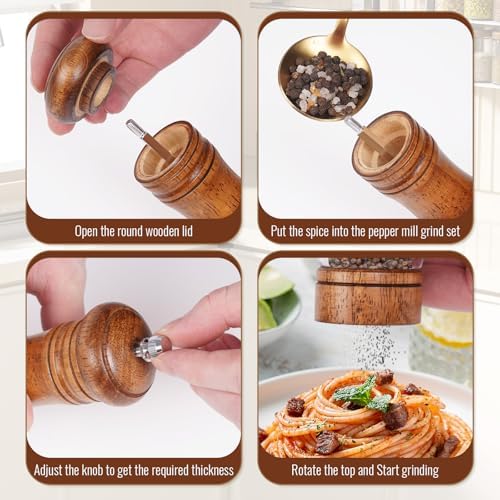 Precise Salt Pepper Grinder Set - 2-Piece Wood Acrylic Design