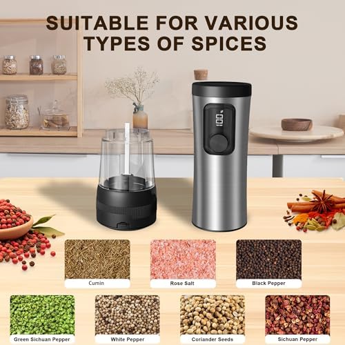 Flelano Electric Salt Pepper Grinder Set with 2-Speed and USB Charging