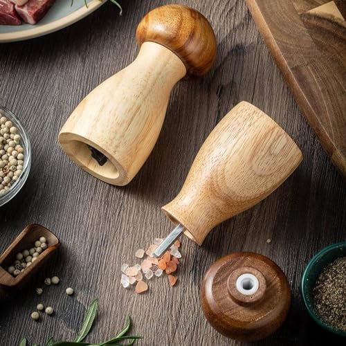 Luxshiny Mushroom Salt and Pepper Mill Set Acacia Wood