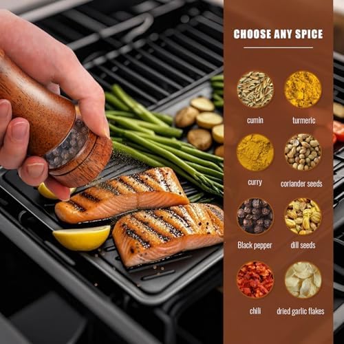 Precise Salt Pepper Grinder Set - 2-Piece Wood Acrylic Design