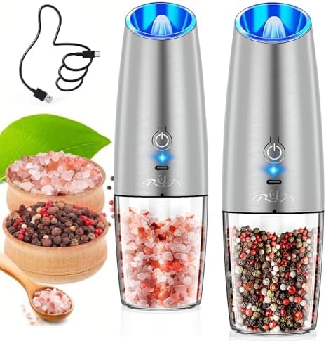 Rongyuxuan Rechargeable Electric Salt and Pepper Grinder Set