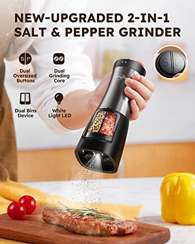SANGCON 2-in-1 Electric Salt Pepper Mill Set with Dual Spices amasnonSM