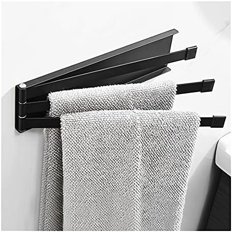 Black Towel Rail Wall-Mounted Foldable Hanger Bathroom Organizer